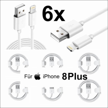 6x iPhone 8 Plus Lightning auf USB Kabel 1m Ladekabel